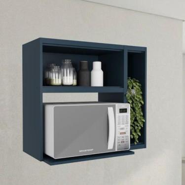 Imagem de Nicho para Forno Microondas em Mdf Cozinha Sevilha Azul Órion - Herval