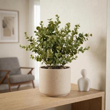 Imagem de Kit 2 Eucaliptos Artificiais 40cm  Ramos Verdes para Decoração de Sala