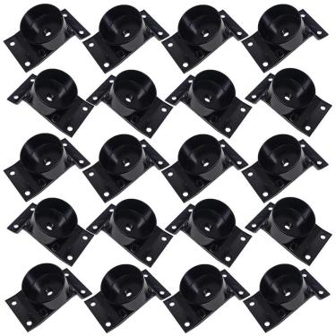 Imagem de Kit 20 Chapinhas Gran Belo Chapa Inclinada 15o com Tubo para Fixação de Pés Palito em Móveis Preto