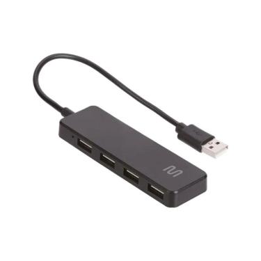 Imagem de Hub USB 2.0 com 4 Portas AC443 480Mbps Design Slim Preto Multi