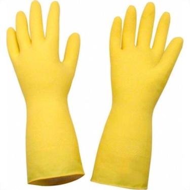 Imagem de Luva Borracha Sanro Forrada Antiderrapante Light Amarela G - Kit C/10 