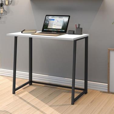 Imagem de Escrivaninha Industrial Tampo 80 Cm Dobrável Mdf Aço Escritório Modern