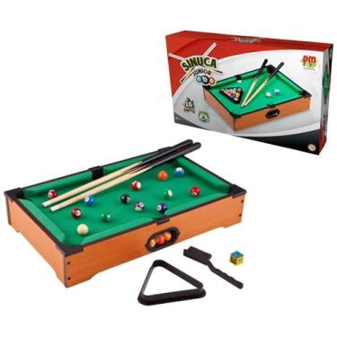 Imagem de Mesa de Bilhar Infantil Completa em Madeira Mini Jogo de Sinuca Com 2 