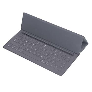 Imagem de Teclado sem fio, teclado ergonômico para tablet, capa protetora dobrável de 12,9 cm, teclado inteligente de tamanho integral com capa protetora de couro, teclado Bluetooth para tablet, à prova de quedas