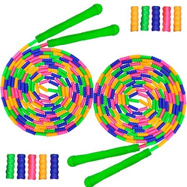 Imagem de Coolrunner corda de salto longo de 4 metros (2 unidades), corda de salto holandesa dupla, corda de pular com contas macias para crianças adultas, corda de plástico segmentada, longa o suficiente para 4-5 saltadores (arco-íris) (estilo 1)