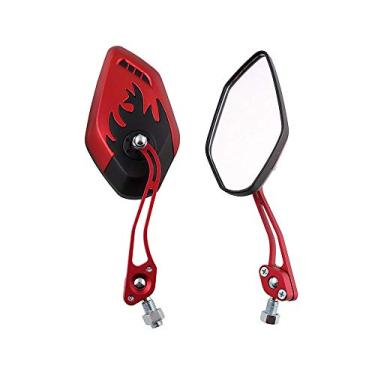 Imagem de ESUPPORT Motocicleta Vermelha Motocicleta 8 mm 10 mm Espelho Lateral Retrovisor ATV Scooter Bicicleta Chama Fogo