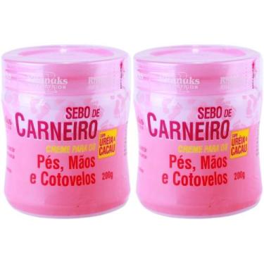 Imagem de 2 Creme Hidratante Pé Mãos Rachadura Sebo De Carneiro 200G - Rhenuks