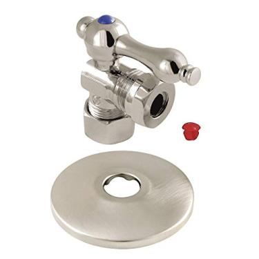 Imagem de Kingston Brass CC54308K Válvula de parada de 1,5 cm (5/8") de diâmetro externo x 1,2 cm (1/2") ou 1,2 cm (7/16") com flange, níquel escovado