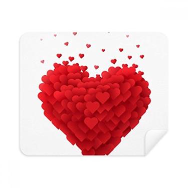 Imagem de Pano de limpeza em forma de corações vermelhos, dia dos namorados, 2 peças, tecido de camurça