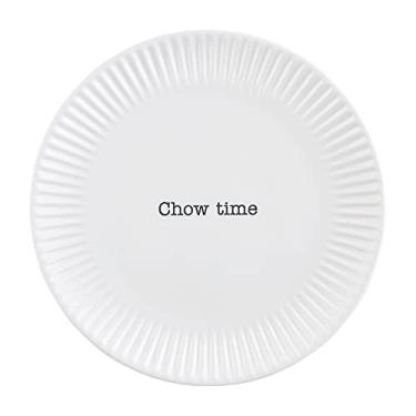 Imagem de Mud Pie Circa Melamine Salad Plate, White, Chow Time, 7.5" dia