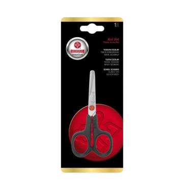 Imagem de Tesoura Escolar Ponto Vermelho Canhoto Mundial 10Cm