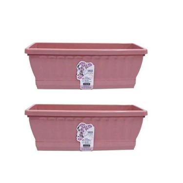 Imagem de Kit 2 Vaso Anti Dengue Jardineira Floreira Rosa N35 Uninjet