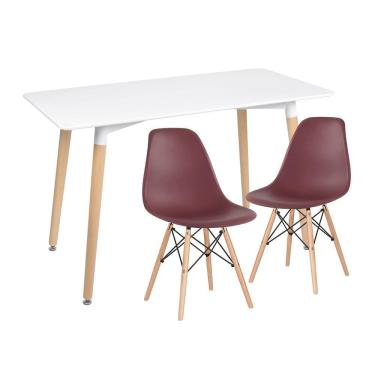 Imagem de KIT - Mesa de jantar retangular Eames 60 x 120 cm branco + 2 cadeiras Eiffel DSW