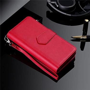 Imagem de Estojo de couro magnético para Samsung S21 Ultra S20 FE S10 S9 S8 Plus Note 20 10 9 8 Carteira para iPhone 13 Pro Max, vermelho, para Samsung S9