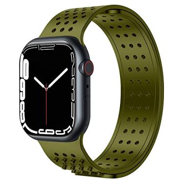 Imagem de ALMNVO Pulseira de silicone macio compatível com Apple Watch 38mm 40mm 41mm 42mm 44mm 45mm,mais nova Sport Bandas para iWatch Series 7 6 5 4 SE 3 2 1,mulheres homens Band,(Verde oliva38/40/41mm)