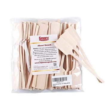 Imagem de Gmark Green Product, palitos em forma de pá de caiaque de madeira de 16,25 cm, agitador de madeira para mel, 100/saco GM1035