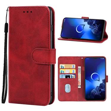 Imagem de capa de proteção contra queda de celular Leather Phone Case For Alcatel 3x 2019
