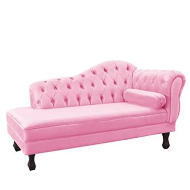 Imagem de Recamier Sofá Divã Com Pés Retro 180X80 - Elã (Suede Rosa)