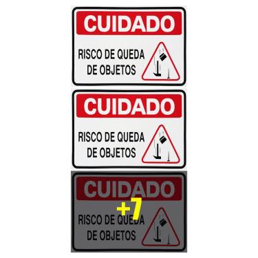 Imagem de Combo 10 Placas De Sinalização Cuidado Risco De Queda De Objetos 30x20 Acesso - S-226/2 F9e