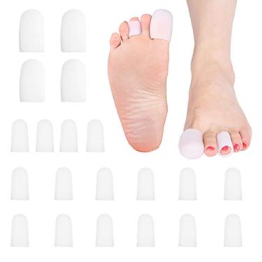 Imagem de Bonés de tubo de bico – 20 mangas de silicone macias – Oferece alívio de dor/fricção/pressão – Ideal para joanetes, bolhas, milhos, problemas de calos, perda de unha, unhas dos pés, unhas dos pés incultivadas, dedos martelados – Tamanho ajustável