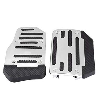 Imagem de Capa de almofada de pedal de freio de carro, almofada de pedal de gás antiderrapante, protetor de apoio de pés, capa de freio de embreagem, pedais de pé, kit de placa de descanso para carro ATV automático (prata)