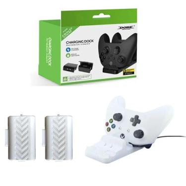 Imagem de Carregador Compatível Controle Xbox One Series S/X + 2 Baterias Branco