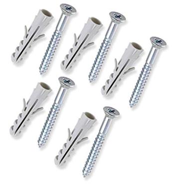Imagem de BemFixa Fenda Phillips Bucha de Nylon com Parafuso Cabeça Chata 6 mm, 30 Peças, Prata