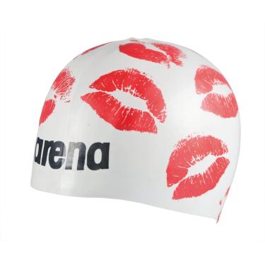 Imagem de Arena Touca Poolish Moulded Kisses, Branco/ Vermelho