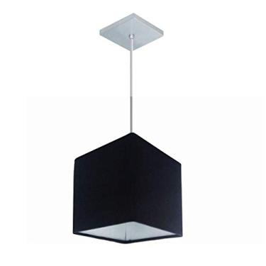 Imagem de Lustre Pendente Quadrado Cúpula Tecido 16/16x16 cm, Vivare Iluminação, Pendente4224 PR, Preto, Pequeno