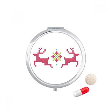 Imagem de Caixa de pílulas Christmas Deer Snow Pixel Pocket Medicine Storage Box Dispenser Recipiente