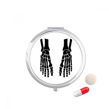 Imagem de Caixa de armazenamento de remédios com estampa preta de osso esqueleto para pé humano