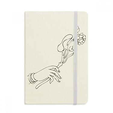 Imagem de Caderno com desenho de linha de flores de mão cultura, capa dura de tecido, diário clássico