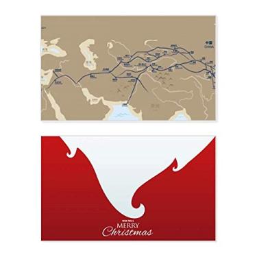 Imagem de Old Age Journey to the Silk Road Map Holiday Holiday Merry Christmas Parabéns Card Christmas Letter Message