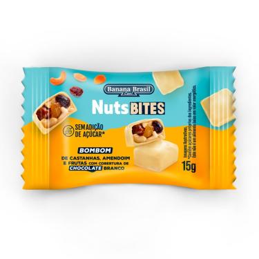 Imagem de Bombom NutsBites Sem Açúcar Sabor Chocolate Branco com Recheio de Castanhas, Amendoim e Frutas com 15g 15g