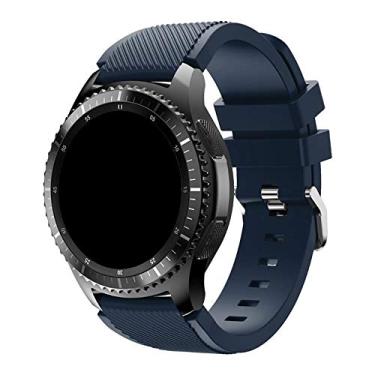 Imagem de Pulseira Silicone 22mm compatível com Galaxy Watch 3 45mm - Galaxy Watch 46mm - Gear S3 Frontier - Amazfit GTR 47mm - Amazfit GTR 2 - Marca LTIMPORTS (Azul Marinho)