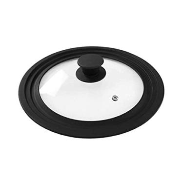 Imagem de Tampa De Vidro Avulsa Adaptável Com Bordas Em Silicone 16-18-20CM (PRETO)
