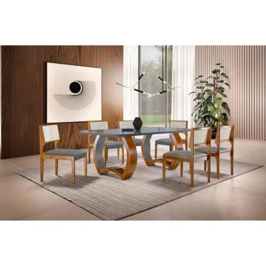 Imagem de Conjunto de Jantar Mesa com 6 Cadeiras Bari Cinamomo/Imbuia/Grafite