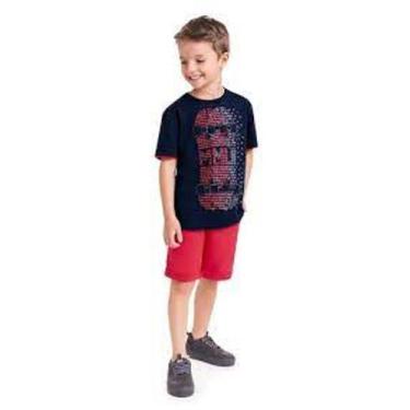 Imagem de Conjunto Infantil Milon Camiseta+ Bermuda Moletom Skate Masculino 1345