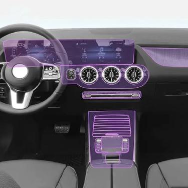 Imagem de LAVIYE Película Interior do Carro Painel de câmbio console central Anti-risco transparente TPU, para Mercedes Benz GLA H247 2020-2023