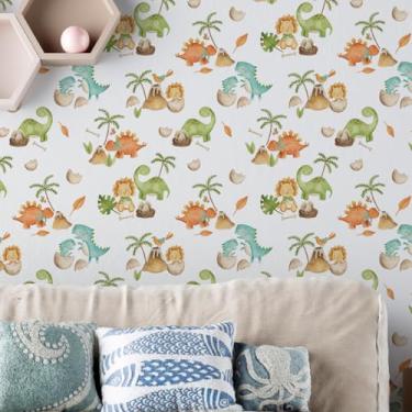 Imagem de Papel de parede Dinossauro infantil Colorido Vivo safari quarto menino Vinilico Auto colante 6m
