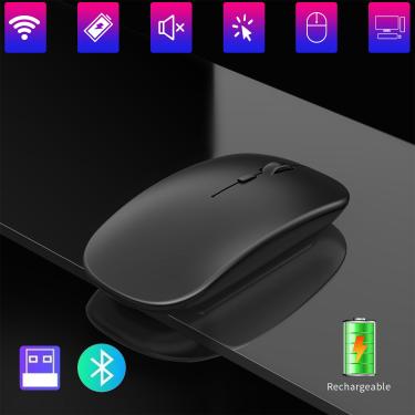 Imagem de Mouse Bluetooth Recarregável Sem Fio  Mini Mouse Ergonômico Silencioso  Mouse óptico USB para PC
