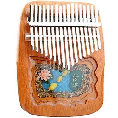 Imagem de Piano de dedo de bolso resina de mogno, piano de polegar 17 teclas kalimba, piano Mbira para amantes de música, teclado de percussão de dedo com martelo de afinação de piano, (17 cm x 13 cm) I