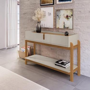 Imagem de Aparador para Sala de Estar 2 Gavetas Lizz Off White/cedro