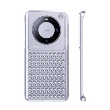 Imagem de Capa de telefone de aromaterapia para Huawei Mate 60 Pro com liga de alumínio, malha metálica, capa respirável, antiarranhões, antiqueda (prata)