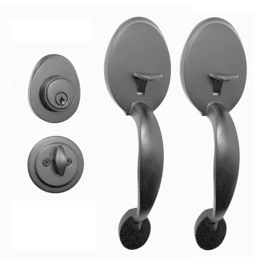 Imagem de Fechadura Para Porta Retrô Blim Blim Alça Dupla Preto Fosco