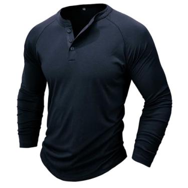 Imagem de Camisetas masculinas de manga comprida para homens gola canoa malhar atlética jogger quente básica outono inverno 2024, W-027 Azul royal, P