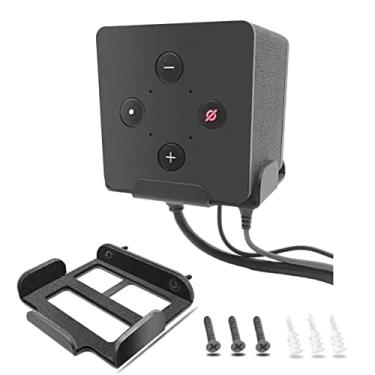 Imagem de Suporte de parede de metal para Fire TV Cube (3ª geração) lançado em 2022, suporte de metal seguro para Fire TV Cube (1ª geração, 2ª geração), suporte de aço resistente com espuma macia para segurar fogo TV Cube para parede, móveis, teto (preto)