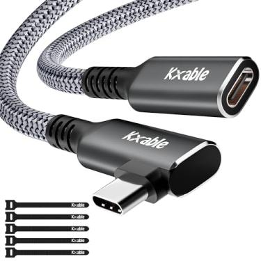 Imagem de Cabo de extensão USB C 1,2 m, ângulo reto, tipo-C 3.2 Gen 2 macho para fêmea, carregamento de 100 W, transferência de 10 Gbps, vídeo 4K, alta velocidade para iPhone 15 Pro Max, Galaxy, MacBook, iPad,