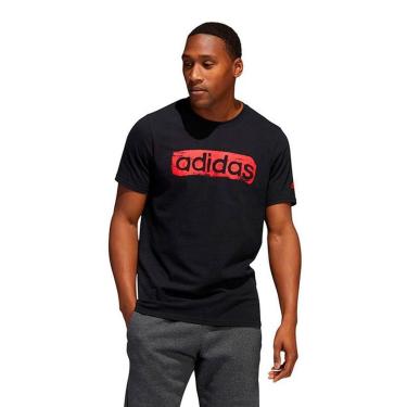 Imagem de Camiseta Adidas Logo Linear Box Masculina Preto e Vermelho-Masculino