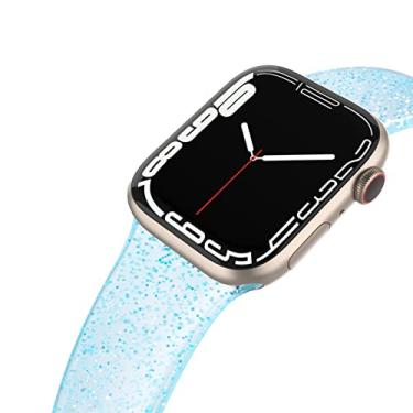 Imagem de EDIMENS Pulseira esportiva compatível com Apple Watch de 38 mm e 40 mm, brilhante, brilhante, macia, fina, pequena pulseira de silicone de substituição compatível com Apple Watch iWatch Series 6, 5, 4, 3, 2, 1 SE Sport Edition feminina
